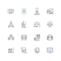 Entity structure line icons collection hierarchy vector