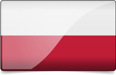 Poland flag button with reflection and shadow vector