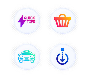 quickstart guide taxi and shop cart icons set vector image