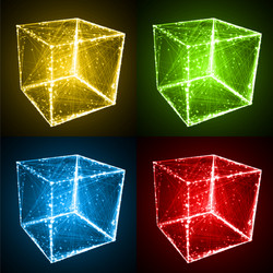 cube shape with abstract lines vector