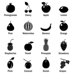 fruits and berries icons set vector