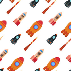 seamless pattern with space rocket vector image