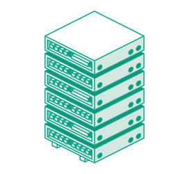 server rack isometric outline object isolated vector image