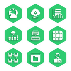 Set server data web hosting browser files vector