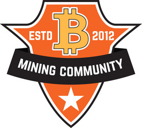 Cryptocurrency mining emblem isolated on white vector