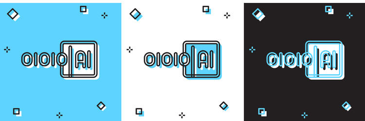 set binary code icon isolated on blue and white vector image