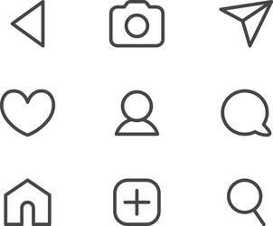 Thin Line UI Icons - Social & Communication vector image