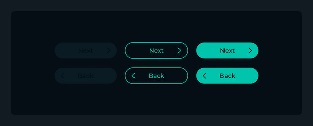 back and next login buttons ui elements kit vector image