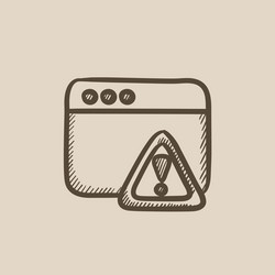 browser window with warning sign sketch icon vector image