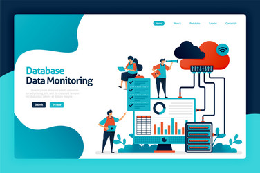 database data monitoring landing page design vector image