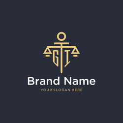 gi initial monogram logo with scale and pillar vector image