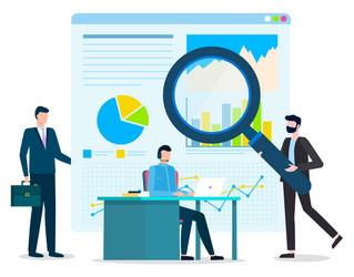 managers work in team chart and diagram on board vector