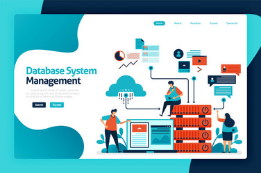 database system management landing page design vector image