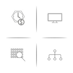 Internet security simple linear icons set vector