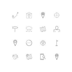 maps and navigation linear thin icons set vector image