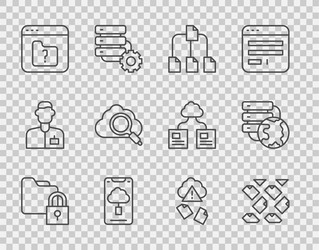 set line folder and lock data stream tree cloud vector image