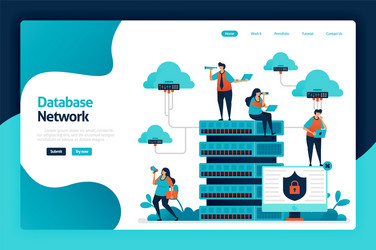 database network landing page design data vector image
