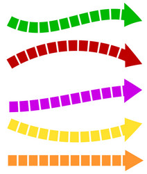 Set of 5 colorful arrow shapes long horizontal vector