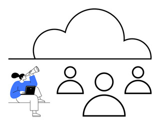cloud networking concept with team collaboration vector image