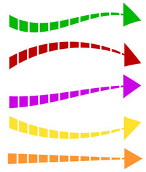 Set of 5 colorful arrow shapes long horizontal vector