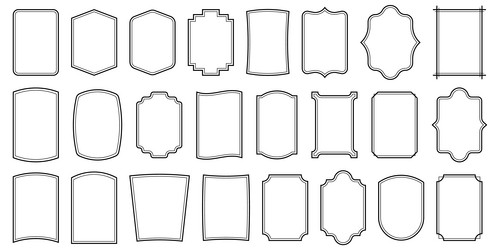 set of simple line frames with double stroke vector