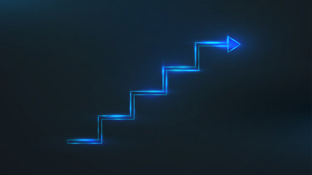 blueline step stair with an arrow business growth vector