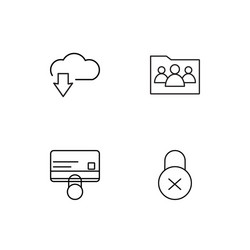 cyber security linear icons set simple outline vector image