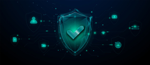 cybersecurity digital shield with secure network vector image