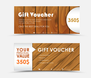 Design gift voucher with different wood texture vector