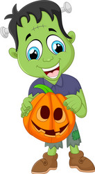 Cartoon frankenstein halloween vector