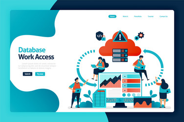 database work access landing page design vector image