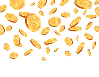 golden coins cascade down with a sense of movement Vector Image