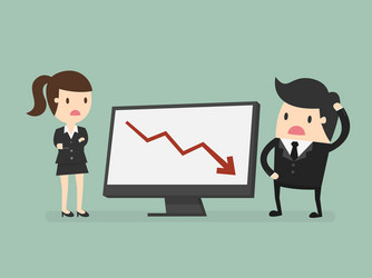 Businesswoman on falling down chart Royalty Free Vector