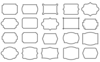 set of simple line frames with double stroke vector