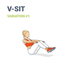 V-sit girl home workout exercise guide Royalty Free Vector