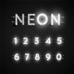 High detailed neon font set vector