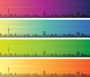 xian multiple color gradient skyline banner vector