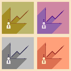Flat with shadow icon concept growing graph vector