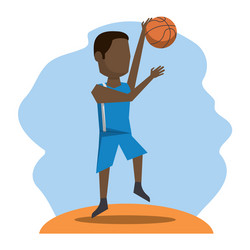 Color scene with faceless basketball player vector