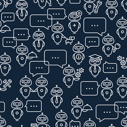 Seamless pattern robot assistant in line style vector