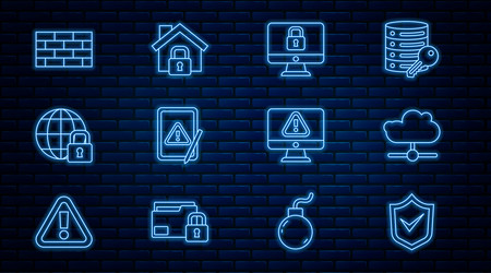 set line shield with check mark network cloud vector image