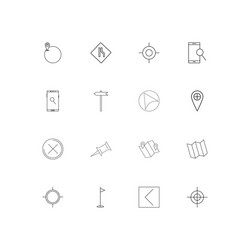 maps and navigation linear thin icons set vector image