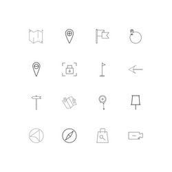 maps and navigation linear thin icons set vector image