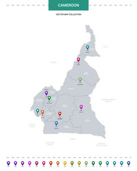 cameroon map with location pointer marks vector image