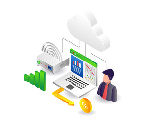 cloud server tethering wifi for network connection vector image
