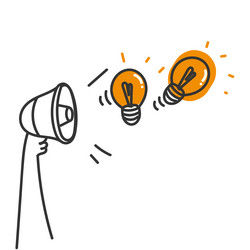 doodle megaphone bulb idea icon Vector Image