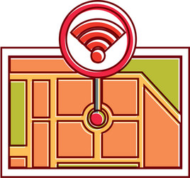 gps navigation map destination with wifi pointer vector image