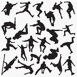 Parkour Silhouettes - Action Sports Vector Image