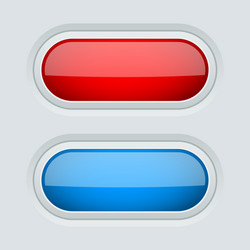 Red and blue oval push buttons 3d web interface vector