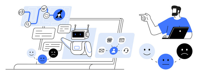 ai chatbot interacting with users to enhance vector image